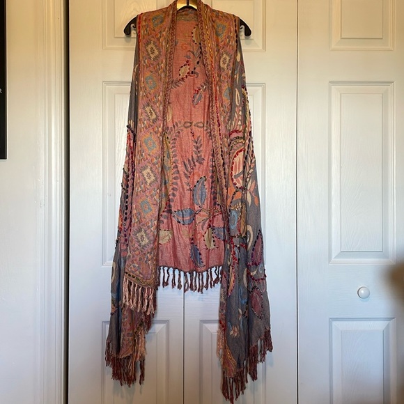 Raj Jackets & Blazers - Raj Rose Vest thick stitch embroidery bold pattern boho contemporary breezy vest